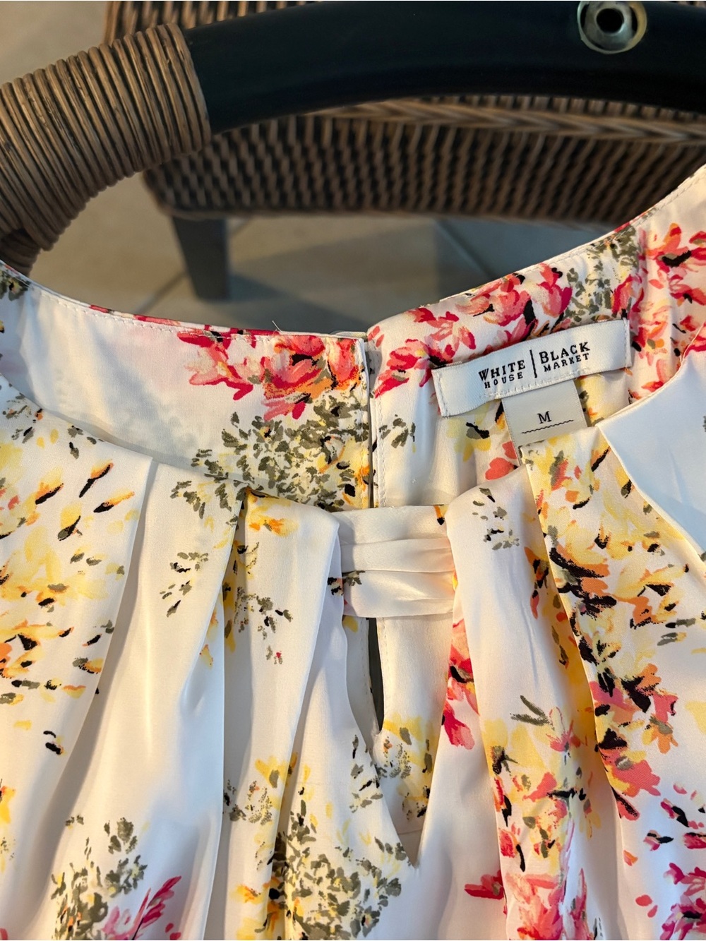 White Floral Sleeveless Halter Top - Pink & Yellow Bouquet - Picture 3 of 5